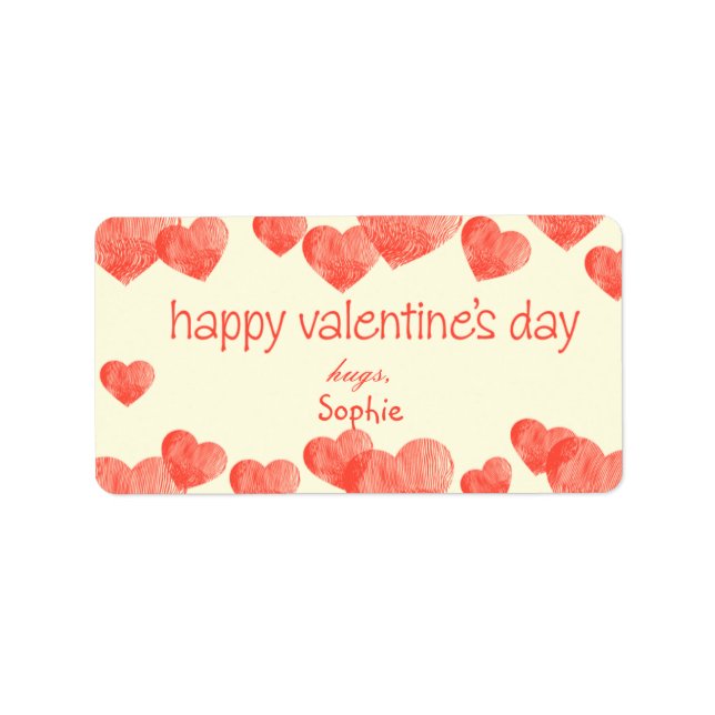 Hearts Valentine's Day Label (Front)