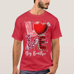 Hearts Valentines Day Love Big Brother Leopard Buf T-Shirt