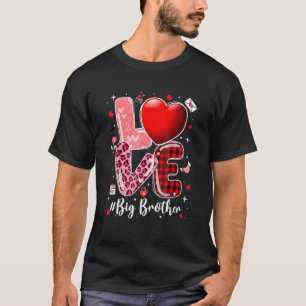Hearts Valentines Day Love Big Brother Leopard Buf T-Shirt