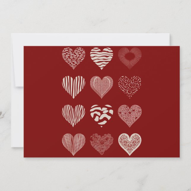 Hearts Valentine's Day Nine Hearts Valentine Love Holiday Card (Front)