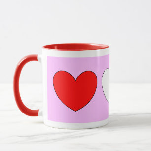 Hearts Valentines Day Red Pink White 4Patty Mug