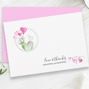 Hearts Valentines Day Thank You Card Cactus