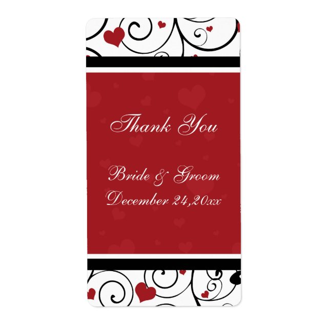Hearts Valentine's Day Wedding Labels (Front)