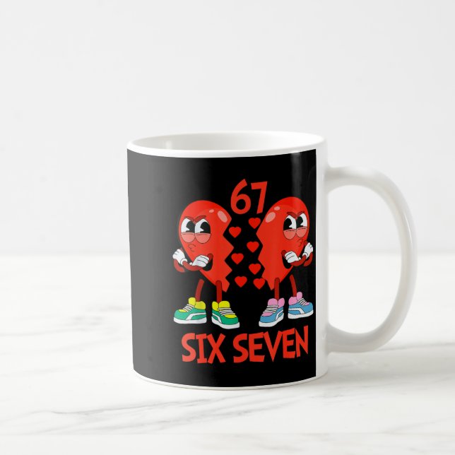 Hearts Valentines Funny Six Seven 6 7 Meme Gen Alp Coffee Mug (Right)