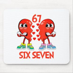 Hearts Valentines Funny Six Seven 6 7 Meme Gen Alp Mouse Mat