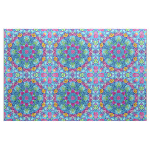 Hearts Violet & Blue  Vintage Fractal Kaleidoscope Fabric