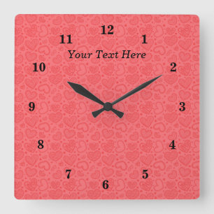 Hearts Wall Clock Love - Your Special Text / Name