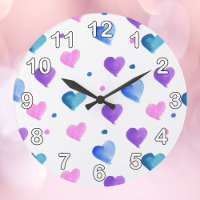 Hearts Watercolor Dots Pink Blue Purple