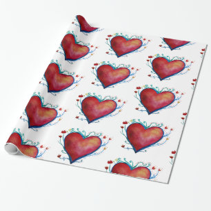 Hearts Watercolor Love Wrapping Paper