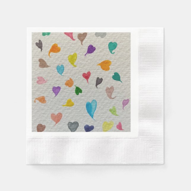 Hearts Watercolor  Napkin (Front)