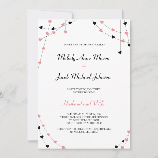 Hearts Wedding Invitation (Front)