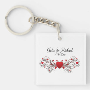 Hearts Wedding Party Gift Key Ring