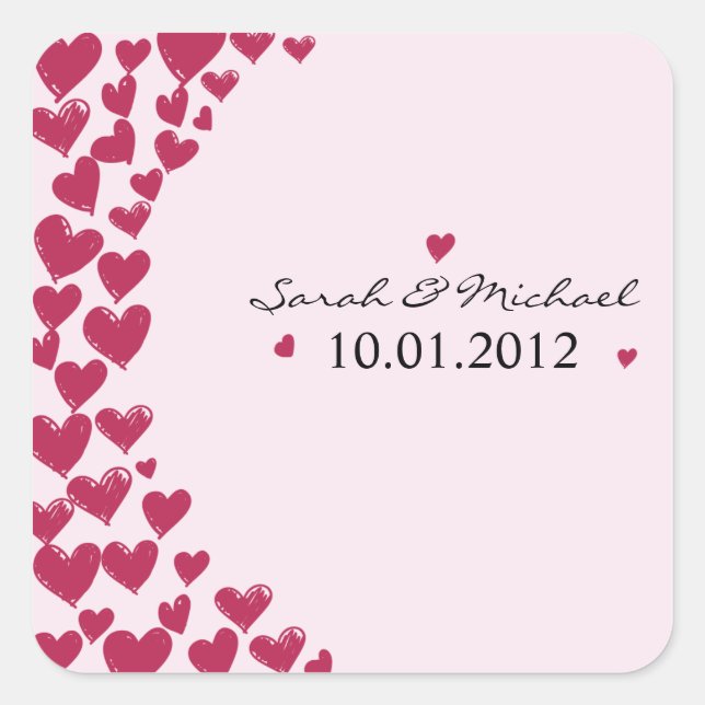 Hearts - Wedding Sticker-3 Square Sticker (Front)