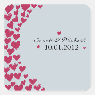 Hearts - Wedding Sticker-4 Square Sticker