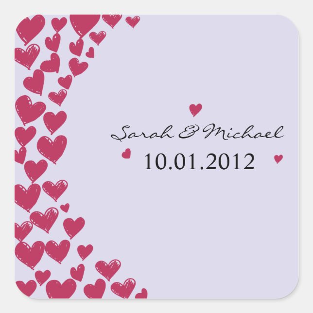Hearts - Wedding Sticker-6 Square Sticker (Front)