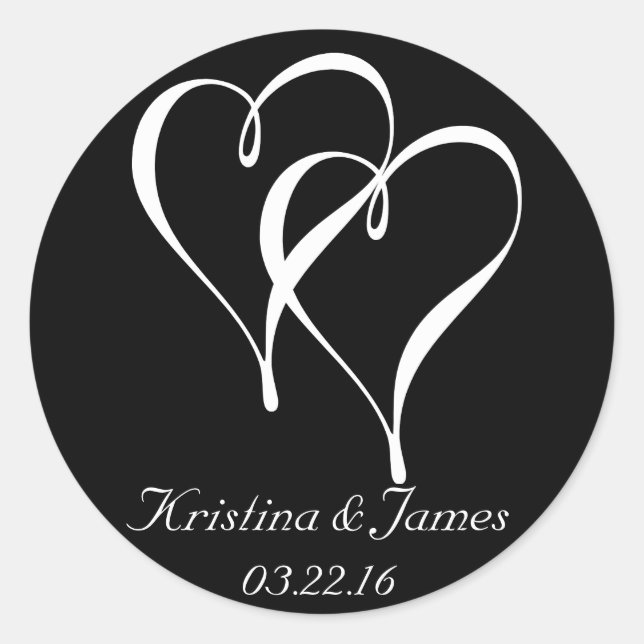 Hearts Wedding Stickers Favour and Envelope Seals (Front)