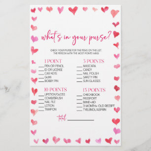 Hearts What's In Your Purse? Bridal Shower Game  Stationery