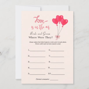 Hearts "Where were they" Bridal shower game Invitation
