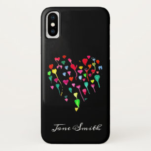 Hearts whimsical colourful rainbow heart art iPhone x case