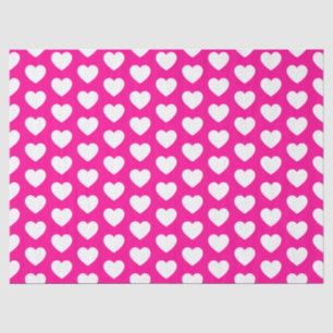 Hearts, White on Hot Pink Tissue Paper