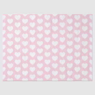Hearts, White on Light Pink Tissue Paper