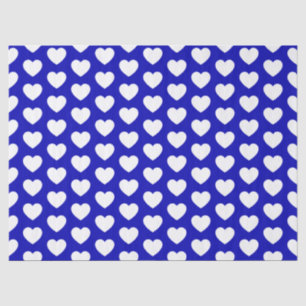 Hearts, White on Royal Blue Tissue Paper