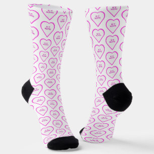 Hearts White Valentine's Crew Socks