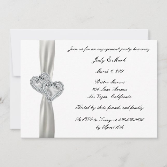 Hearts White Wedding Engagement Party Invitation (Front)