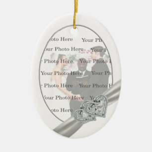 Hearts White Wedding Oval Ornament