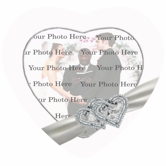 Hearts White Wedding Photo Frame Standing Photo Sculpture (Front)