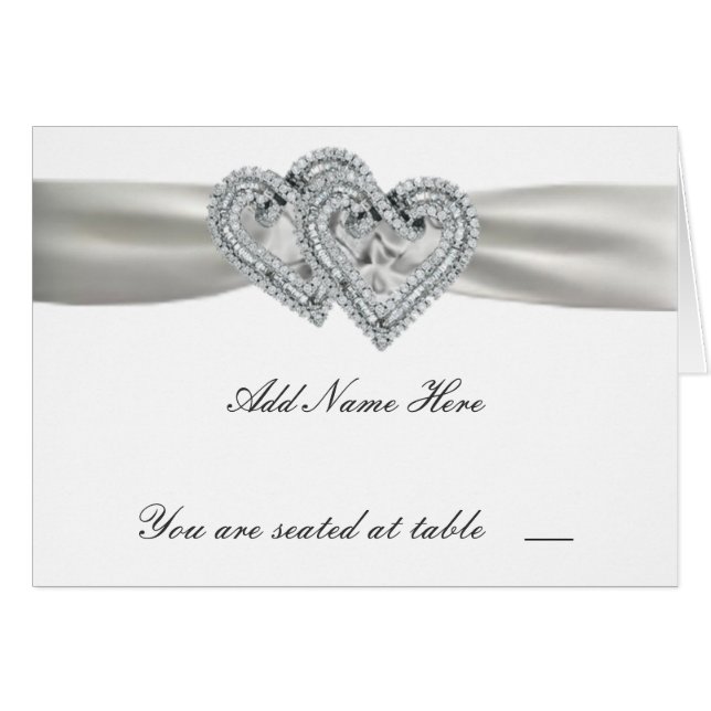 Hearts White Wedding Place Cards (Front Horizontal)
