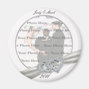 Hearts White Wedding Round Magnet