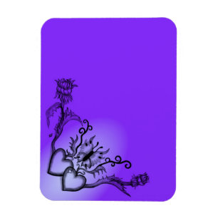 Hearts with Flowers and Butterfly in Tattoo Style Magnet