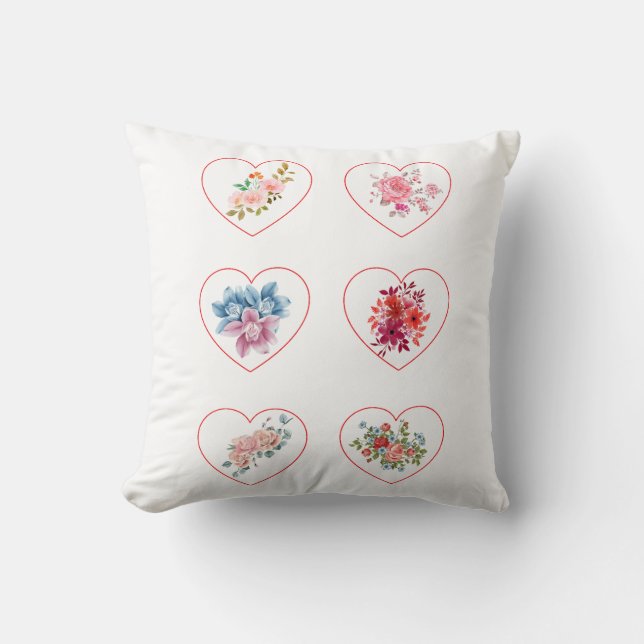 Hearts with flowers cushion (Front)