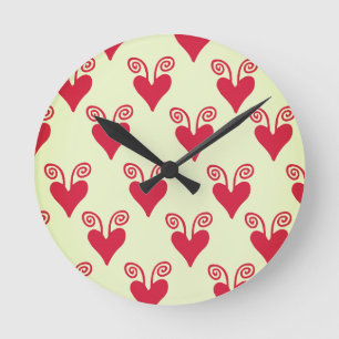 Hearts with Swirls Round Clock