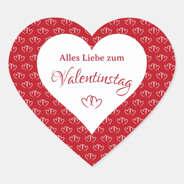 Hearts with Valentine's message -  Heart Sticker (Front)