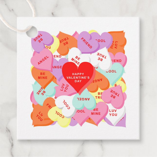 Hearts with Your Sayings Valentine's Day Gift Tag (Front)