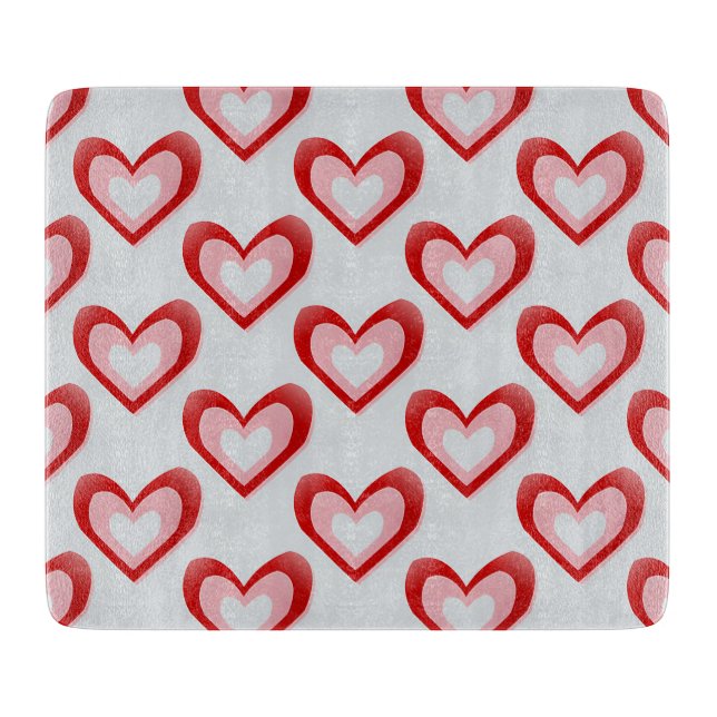 Hearts Within a Heart Pattern Cutting Board (Front)