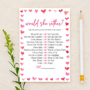 Hearts Would She Rather? Bridal Shower Game  Stationery