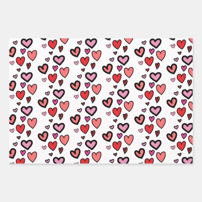 Hearts Wrapping Paper Sheet (Front)