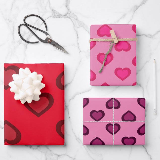 Hearts Wrapping Paper Sheets (Front)