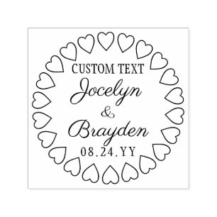Hearts Wreath Wedding Thank You or Save the Date Self-inking Stamp