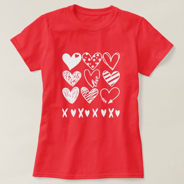 Hearts XOXO Valentine's Day Women Girl Gift T-Shirt (Design Front)