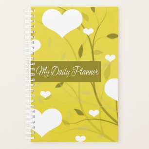 Hearts Yellow White Daily Planner