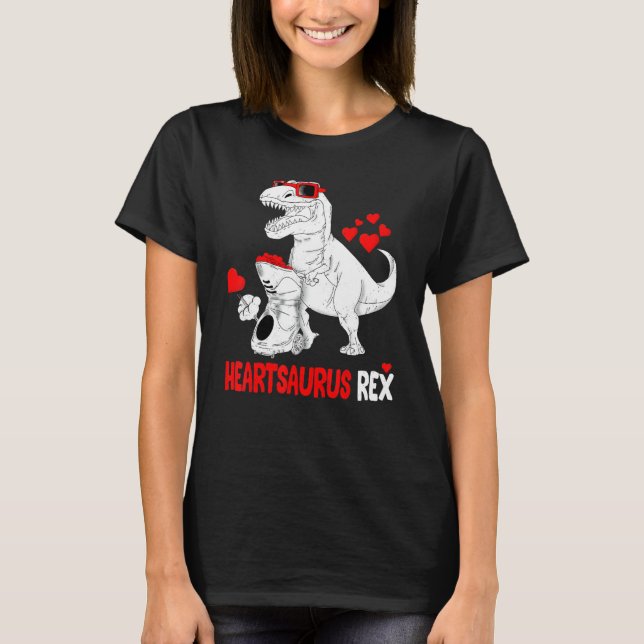 Heartsaurus Rex Dino Shirt Hearts Valentines Days  (Front)