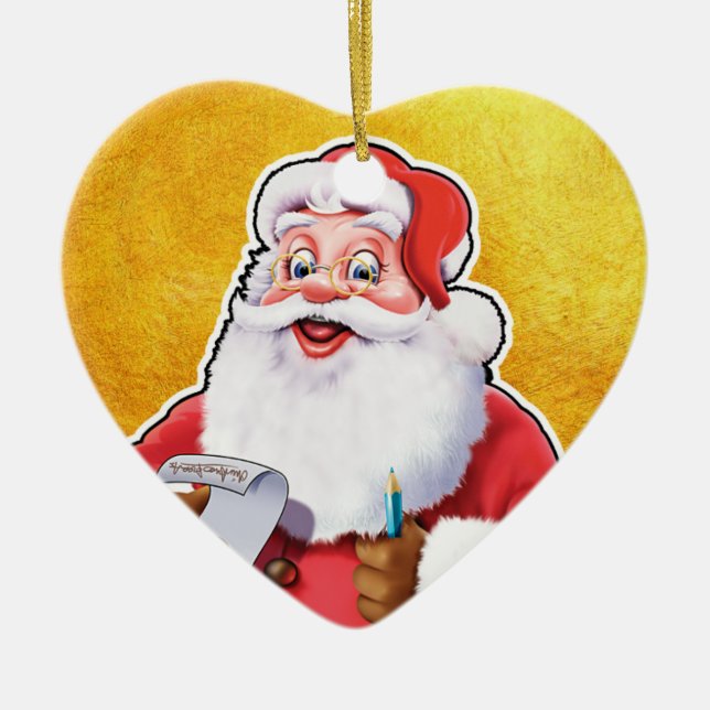 Heartshape Christmas decoration jolly Santa. (Front)