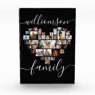 HeartShaped Photo Collage Family Script Caligraphy