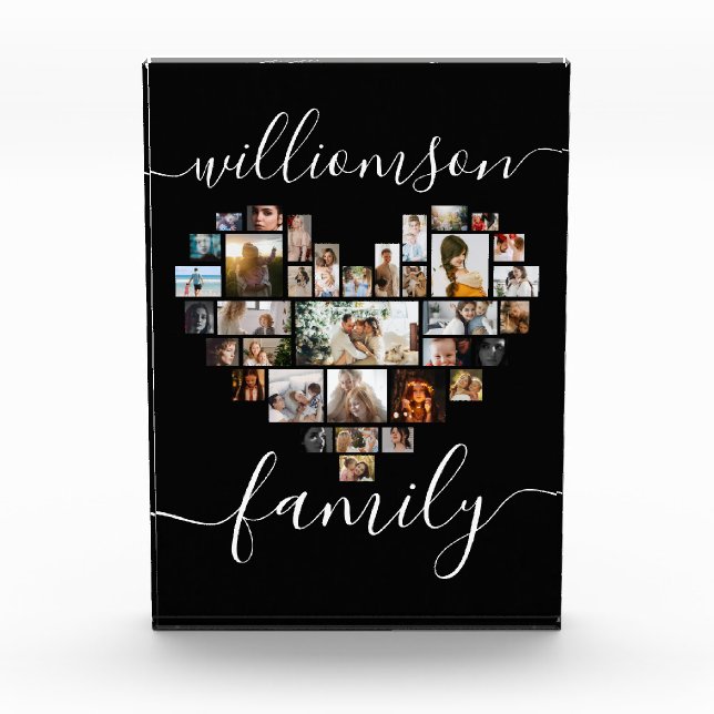 HeartShaped Photo Collage Family Script Caligraphy (Front)