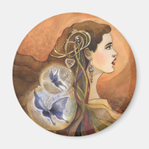 Heartsong  Art nouveau inspired watercolor Magnet
