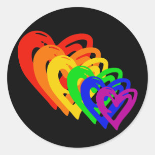 heartsrainbow classic round sticker